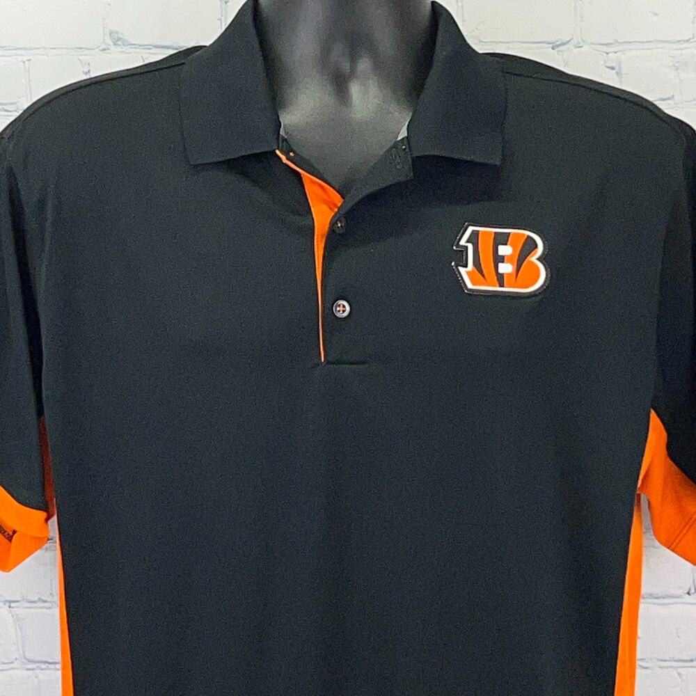 Cincinnati Bengals Polo Shirt Nike Dri Fit Equipment NFL Training Black L Large